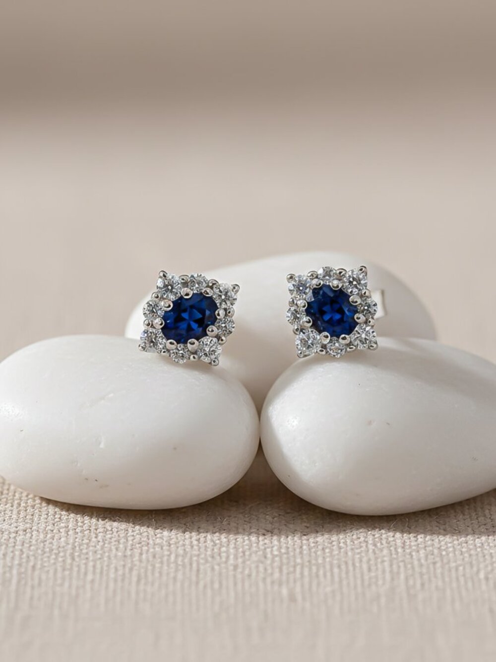 925 Silver Blue Cocktail Stud Earrings For Women Gold Vermeil (2.5 Micron)